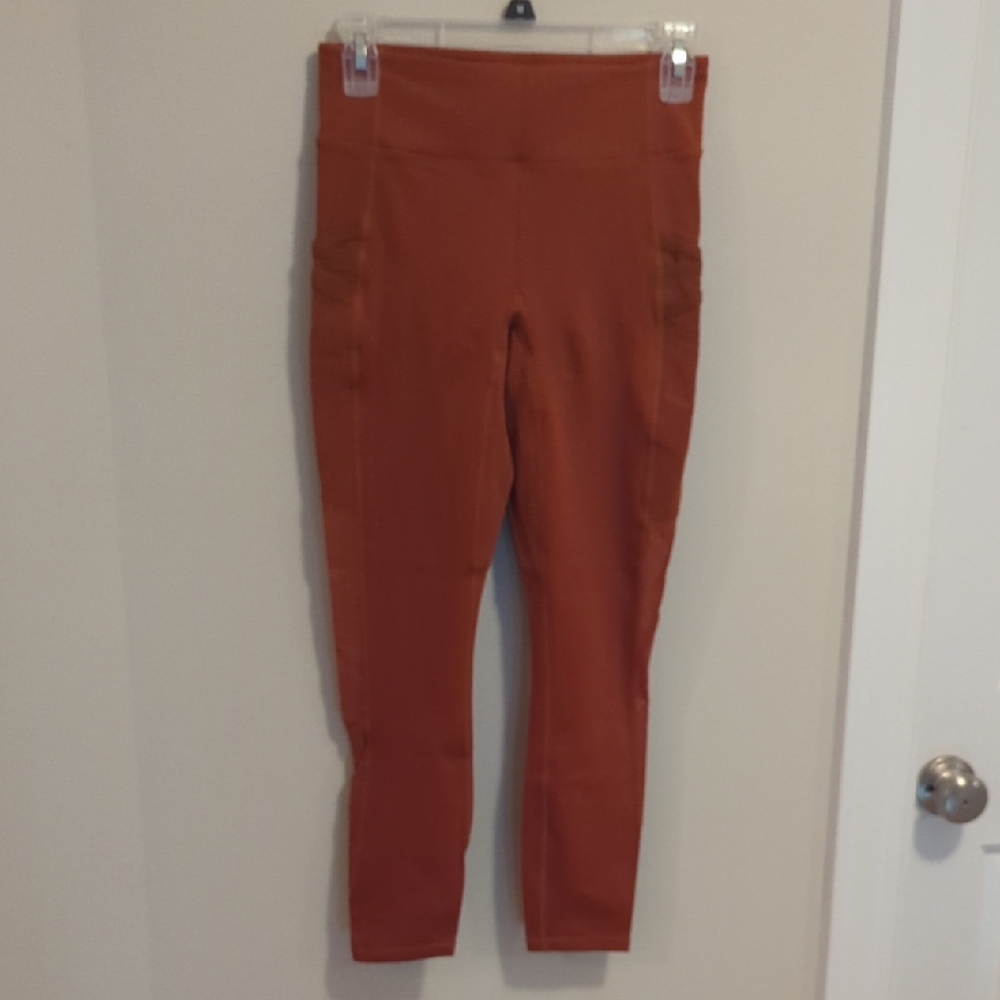 Fabletics Orange High-Waisted Leggings, Size S